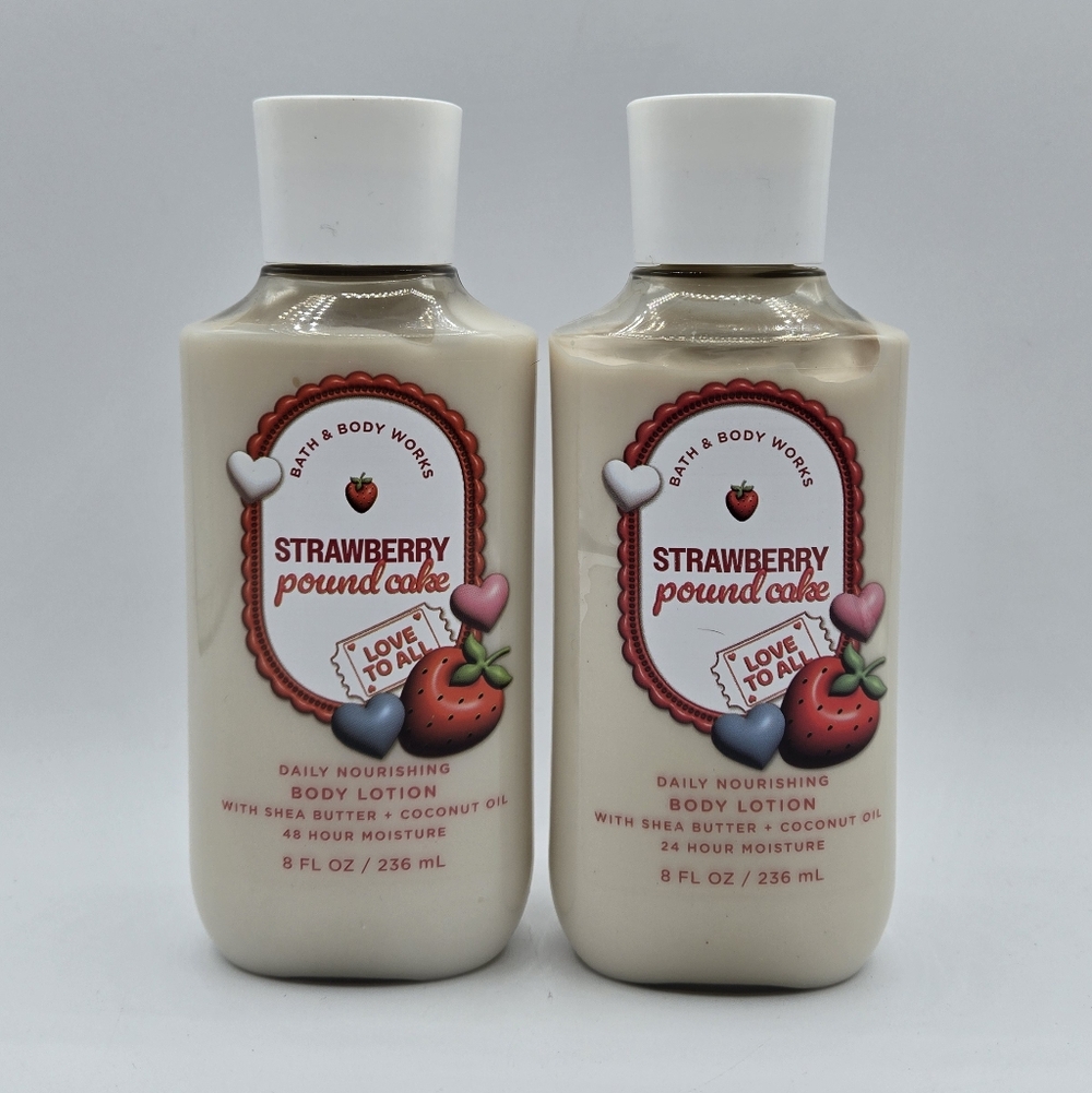 Bath and Body Works Strawberry Pound Cake Body Lotion Bundle Set